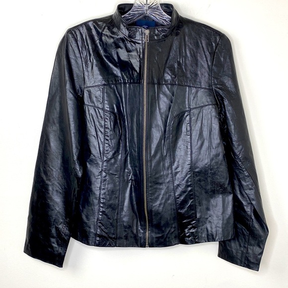 Faded Glory Jackets & Blazers - New Faded Glory Black Leather Zipper Jacket Womens Size Small